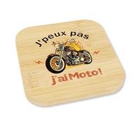 Koudindg Cadeau Motard Homme Dessous de Verre Cadeau Moto Noel Anniversaire Cadeaux pour Papa Papy Frère Mari Amie-J'peux Pas, J'Ai Moto!