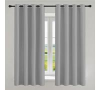 KOUDU Rideaux Occultants 190 x 300 cm Tenture Opaque à Oeillets Isolation Lumiere Anti UV Rideau Maison Cuisine Occultant Installation Facile pour Chambre, Salon, Bureau, Gris Clair
