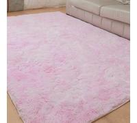 KOUDU Tapis de Chambre Doux 235 x 260 cm Pelucheux Moquette Chambre Extra Large Moderne Moderne Design pour Salon Filles Enfants, Rose Clair