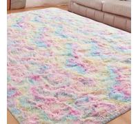 KOUDU Tapis de Chambre Doux 265 x 290 cm Pelucheux Moquette Chambre Extra Large Moderne Moderne Design pour Salon Filles Enfants, Multicolore