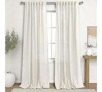 KOUFALL Lot de 2 Panneaux de Rideaux en Lin de 304,8 cm de Long pour Toile de Fond, élégants et Transparents filtrant la lumière pour Salon, 132,1 x 3 m, Ivoire, crème, Beige cassé
