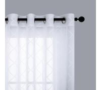 KOUFALL Lot de 2 panneaux de rideaux transparents blancs de 213 cm de long avec motif brodé pour chambre à coucher, salon avec œillets