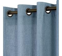 KOUFALL Lot de 2 Rideaux en Lin Bleu Pierre, œillets Bronze, Semi-Transparents, Bleu poussiéreux, 213,4 cm de Long, Chambre à Coucher, Salon, Chambre d'enfant
