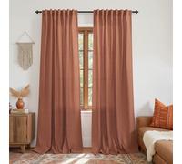KOUFALL Lot de 2 Rideaux Semi-Transparents en Lin pour Salon, décoration d'automne de Style bohème avec Passe-Tringle et Languette arrière, pour Salle à Manger, Chambre à Coucher, 132 x 213,4 cm,
