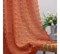 KOUFALL Lot de 2 rideaux transparents couleur terre cuite de style bohème pour chambre à coucher, rideaux vintage et rustiques pour fenêtre de salon, orange, 213 cm de long
