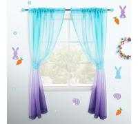 KOUFALL Lot de 2 Rideaux Violets pour Chambre de Fille, Rideaux Transparents ombrés sirène pour Chambre d'enfant, bébé, Lavande Clair et Bleu Sarcelle, 213,4 cm de Long