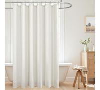 KOUFALL Rideaux de Douche Extra Longs de 213 cm de Long pour Salle de Bain - Imperméable - Tissu Rustique en Lin - Élégant - avec Crochets