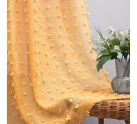 KOUFALL Rideaux Transparents avec Passe-Tringle pour Chambre à Coucher Jaune 132 x 243 cm