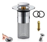 Koufeil Filtre De Drainage De Sol en Acier Inoxydable, Bouchon De Lavabo De Salle De Bain Attrape Cheveux, Filtre De Vidange D'évier Pop Up avec Panier Filtrant Amovible en Acier Inoxydable (1Pcs)