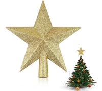 KOUHA Etoile Sapin Noel 20cm Cimier de Sapin de Noël en Plastique Doré Étoile Topper Arbre pour Décoration d'arbre deNoël (Or)