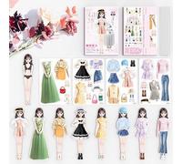 KOURM Magnetic Dress Up Baby Paper Dolls, Magnetic Princess Dress Up Paper Doll Pretend Play Toys Set, Magnet People Clothes Puzzles Game for 3+ Year Old Girls Toddler (A)