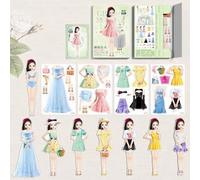 KOURM Magnetic Dress Up Baby Paper Dolls, Magnetic Princess Dress Up Paper Doll Pretend Play Toys Set, Magnet People Clothes Puzzles Game for 3+ Year Old Girls Toddler (B)