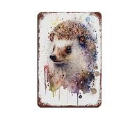 KOURT 1 plaque en métal vintage en forme d'aquarelle avec motif hérisson - Pour pub, club, café, bar - Décoration murale rétro - 20 x 30 cm
