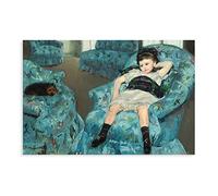 KOURT Mary Cassatt Impressionisme Little Girl In A Blue Armchair Poster sur toile Décoration murale pour salon, chambre à coucher Sans cadre : 30 x 45 cm