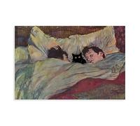 KOURT Toulouse Lautrec Poster humoristique sur toile Motif chat noir 60 x 90 cm