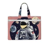 KOUUIP Astronaute on The Moon 1 porte-documents en toile avec impression 26,1 x 38,1 cm, 2 poches zippées, sans encombrement pour dossiers de bureau
