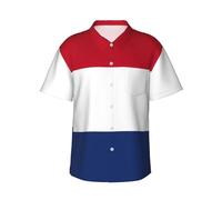 KOUUIP Chemises hawaïennes avec drapeau néerlandais pour homme - Chemise décontractée pour la plage d'été pour homme - Tissu extensible avec coupe moderne, noir, Taille 3XL