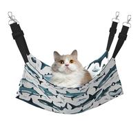 KOUUIP Hamac pour chat à motif de requin avec différents gestes imprimés pour cage à suspendre, hamac réglable pour animal domestique, hamac de couchage doux pour chats, furets
