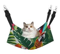 KOUUIP Hamac pour chat avec imprimé de fleurs tropicales et feuilles - Hamac réglable pour animal domestique - Hamac de couchage doux pour chats, furets
