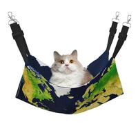 KOUUIP Hamac pour chat imprimé carte du monde pour cage suspendue, hamac réglable pour animal domestique, hamac de couchage doux pour chats, furet