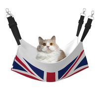 KOUUIP Hamac pour chat imprimé drapeau britannique pour cage à suspendre, hamac réglable pour animal domestique, hamac de couchage doux pour chats, furet