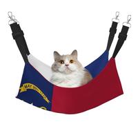 KOUUIP Hamac pour chat imprimé drapeau de la Caroline du Nord pour cage à suspendre, hamac réglable pour animal domestique, hamac de couchage doux pour chats, furet