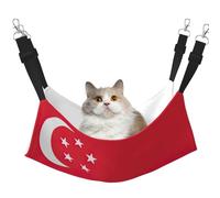 KOUUIP Hamac pour chat imprimé drapeau de Singapour pour cage à suspendre, hamac réglable pour animal domestique, hamac de couchage doux pour chats, furets