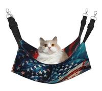 KOUUIP Hamac pour chat imprimé feu d'artifice drapeau américain 4 juillet pour cage suspendue, hamac réglable pour animal domestique, hamac de couchage doux pour chats, furets
