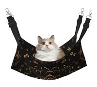 KOUUIP Hamac pour chat imprimé fleurs de lotus doré pour cage suspendue, hamac réglable pour animal domestique, hamac de couchage doux pour chats, furet