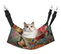 KOUUIP Hamac pour chat imprimé fleurs et papillons pour cage à suspendre, hamac réglable pour animal domestique, hamac de couchage doux pour chats, furet