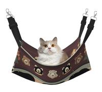 KOUUIP Hamac pour chat imprimé ours pour cage suspendue, lit réglable pour animal de compagnie, hamac de couchage doux pour chats, furet