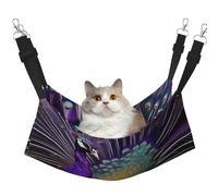 KOUUIP Hamac pour chat imprimé paon violet pour cage à suspendre, hamac réglable pour animal domestique, hamac de couchage doux pour chats, furet