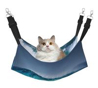 KOUUIP Hamac pour chat imprimé vagues de l'océan pour cage suspendue, hamac réglable pour animal domestique, hamac de couchage doux pour chats, furets