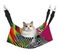 KOUUIP Hamac pour chat imprimé zèbre arc-en-ciel coloré pour cage à suspendre, hamac réglable pour animal domestique, hamac de couchage doux pour chats, furet