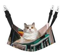 KOUUIP Hamac pour chat Lisbonne à motif de tramway pour suspendre une cage, lit réglable pour animal domestique, hamac de couchage doux pour chats, furet
