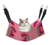 KOUUIP J Print Hamac pour chat suspendu à la cage, lit réglable pour animal domestique, hamac de couchage doux pour chats, furet