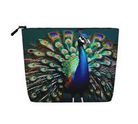 KOUUIP Jolie trousse de toilette de voyage avec imprimé paon, trousse de toilette de taille de voyage pour femme, noir, taille unique, Noir, Talla única