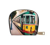 KOUUIP Lisbon Étui portefeuille en cuir avec fermeture éclair Motif tram Unisexe Pour homme et femme, blanc, One Size
