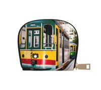 KOUUIP Lisbon Tram Print Porte-cartes de crédit Portefeuille en cuir Fermeture Éclair Unisexe Pour homme et femme, blanc, One Size