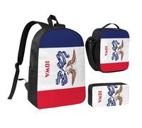 KOUUIP Lot de 3 sacs à dos avec trousse à crayons et sac à déjeuner avec imprimé drapeau de l'État de l'Iowa, léger et unisexe pour les voyages