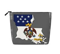 KOUUIP MAP03 Trousse de maquillage Abstrait Drapeau de l'État de Louisiane Trousse de toilette de voyage pour femme Noir, Noir, Talla única