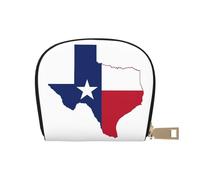 KOUUIP Porte-cartes de crédit en cuir avec fermeture éclair pour femme Motif carte de l'État du Texas Unisexe Pour homme et femme, blanc, One Size