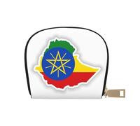 KOUUIP Porte-cartes de crédit en cuir avec fermeture éclair pour femme Motif drapeau de l'Éthiopie Unisexe Pour homme et femme, blanc, One Size