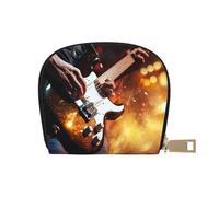 KOUUIP Porte-cartes en cuir avec fermeture éclair pour femme Motif guitare Unisexe, blanc, One Size