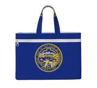 KOUUIP Porte-documents en toile avec motif drapeau du Nebraska - 26,1 x 38,1 cm - 2 poches zippées - Sans encombrement - Pour dossiers de bureau