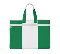 KOUUIP Porte-documents en toile avec motif drapeau du Nigeria 26 x 38 cm, 2 poches zippées, sans encombrement pour dossiers de bureau