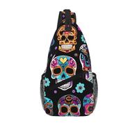 KOUUIP Sac à bandoulière motif tête de mort en sucre pour homme et femme, sac à bandoulière antivol décontracté, sac de voyage pour la randonnée
