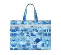 KOUUIP Sac à documents en toile avec impression à pois bleus 26,1 x 38,1 cm, 2 poches zippées, sans encombrement pour fichiers de bureau
