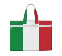 KOUUIP Sac à documents en toile avec motif drapeau italien 26 x 38 cm, 2 poches zippées, sans encombrement pour dossiers de bureau