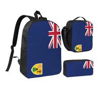 KOUUIP Sac à dos imprimé drapeau des îles Turques et Caïques avec trousse à déjeuner 3 pièces, léger unisexe pour les voyages